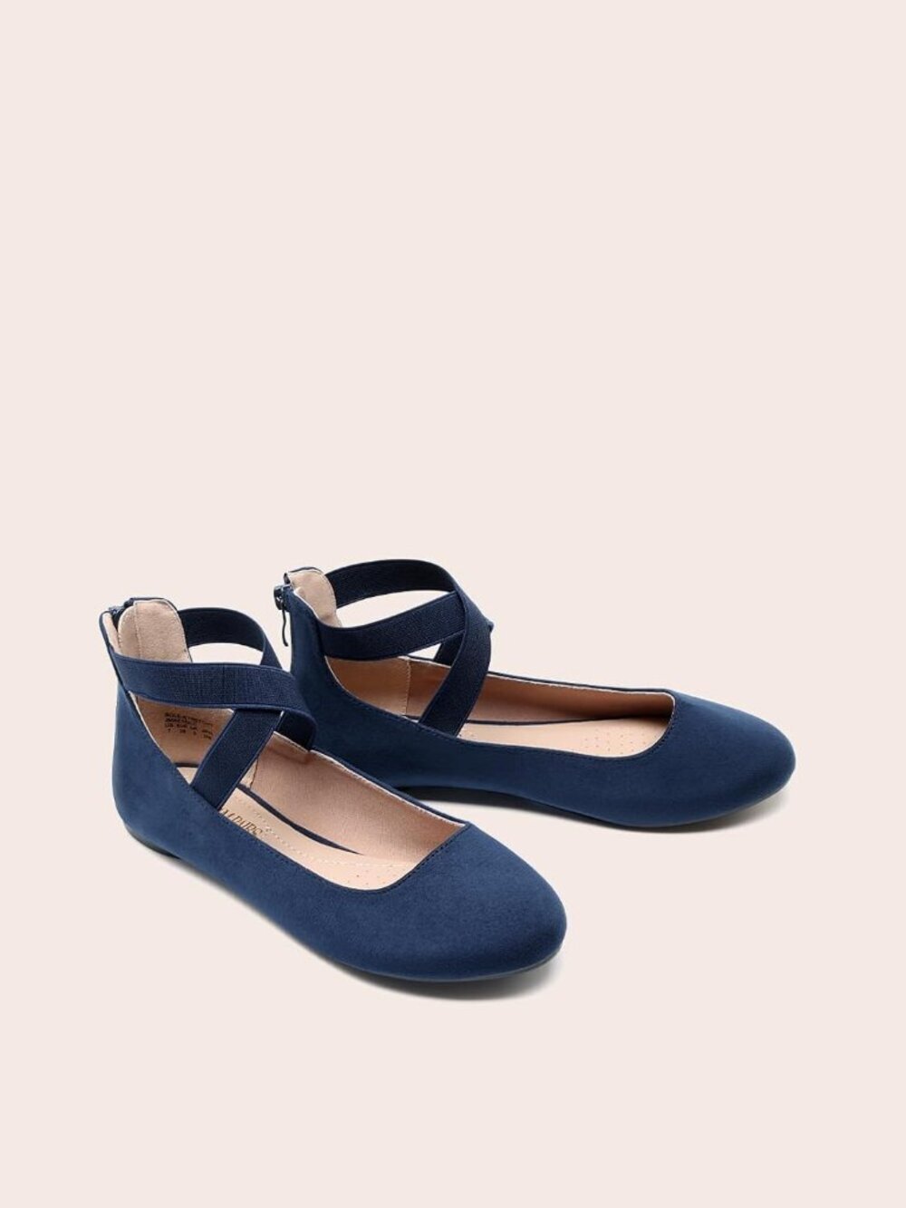 Women's Navy-1 Ankle Straps Fashion Elastic Elegant Flexible Flats Dress Shoes - Picture 6 of 6